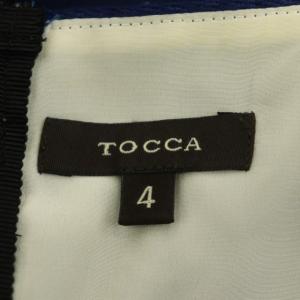 TOCCA 花柄刺繍 ノースリーブ ワンピース ひざ丈 切替 4 青 ブルー