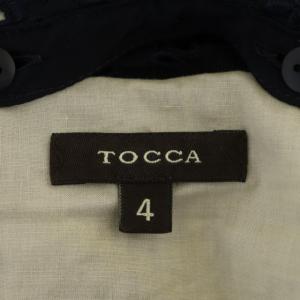 TOCCA レース フレンチスリーブ ワンピース ひざ丈 刺繍 襟付き 4 紺 ネイビー