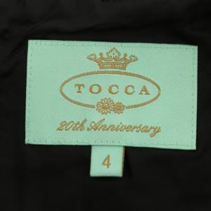 TOCCA 20th Anniversary ウール シルク混 刺繍 フレンチスリーブ ワンピース ひざ丈 4 グレー 黒 ブラック