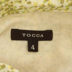 TOCCA 総柄 切替 半袖 シャツワンピース 膝丈 4 黄 黄緑 茶