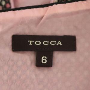 TOCCA ウール 総柄 フレンチスリーブ ワンピース 膝丈 6 黒 白 ピンク