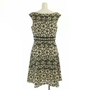 TOCCA 刺繍 ノースリーブ ワンピース ひざ丈 花柄 6 ベージュ 黒 ブラック