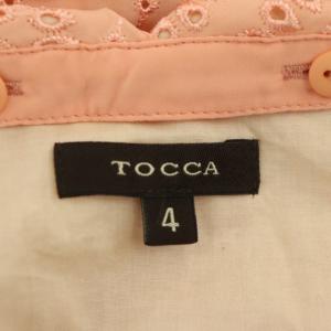 TOCCA レース フレンチスリーブ ワンピース ひざ丈 刺繍 襟付き 4 ピンク
