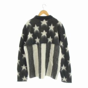 LOUIS VUITTON 19AW USAフラッグモヘアジャガードニット 長袖 L グレー ホワイト HHN98W