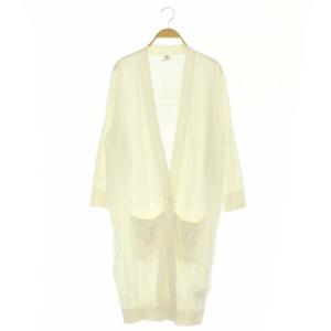 LINSTRVCTION DV ROY シルク ロング カーディガン 長袖 ロゴ 40 ホワイト