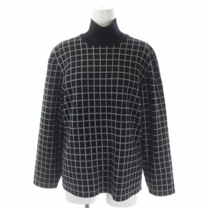 HERMES 21AW 格子柄カシミヤシルクハイネックニット 42 ブラック