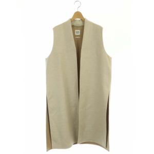 カシミヤ ロングジレ ベスト カラーレス ボタンレス 42 ベージュ