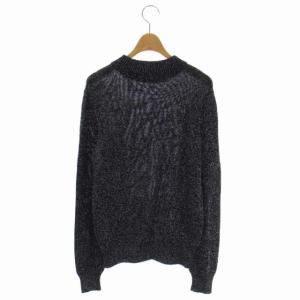 SAINT LAURENT PARIS ウール混ラメニット 長袖 ボトルネック プルオーバー S 黒  シルバー 541427