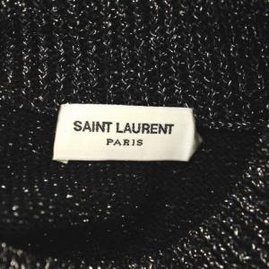 SAINT LAURENT PARIS ウール混ラメニット 長袖 ボトルネック プルオーバー S 黒  シルバー 541427