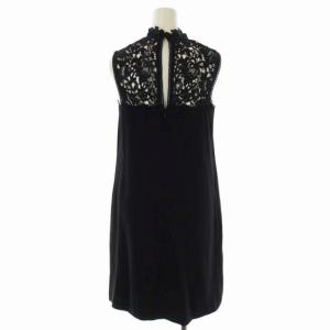 Theory ELEVATE CREPE2 ARONELLA レース切り替えノースリーブワンピース スタンドカラー ロング ギャザー 0