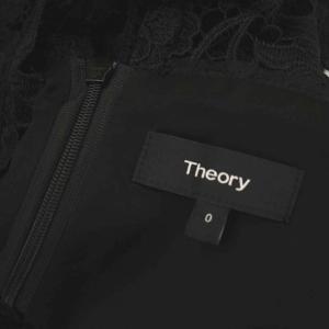 Theory ELEVATE CREPE2 ARONELLA レース切り替えノースリーブワンピース スタンドカラー ロング ギャザー 0