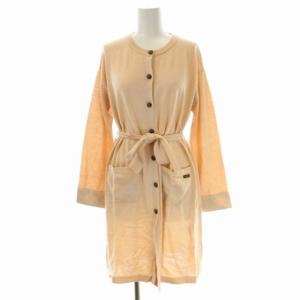 ハイゲージニットカーディガン ロング 長袖 コットン 38 オレンジベージュ