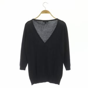 JOHN SMEDLEY コットンニットカーディガン 七分袖 Vネック M 紺 ネイビー