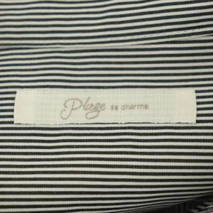 Plage 20AW スタンドカラーシャツ ストライプ 長袖 黒 白 ブラック ホワイト