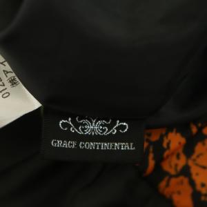GRACE CONTINENTAL 22SS モチーフプリントタックスカート フレアスカート ロング 38 黒 ブラック