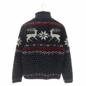 POLO RALPH LAUREN ノルディック柄ボアブルゾン ジャケット ショート ジップアップ S 紺 赤 オフホワイト