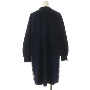 BLUE LABEL CRESTBRIDGE チェック切替 カットソー ワンピース ミニ チュニック 長袖 38 紺 ネイビー