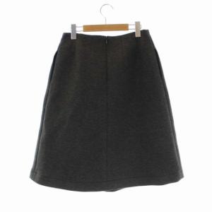 M'S GRACY エンボス フラワー タックスカート フレア ひざ丈 40 ダークグレー