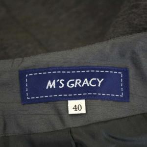 M'S GRACY エンボス フラワー タックスカート フレア ひざ丈 40 ダークグレー