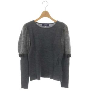 21年 ニット カットソー ラウンドネック マトンスリーブ 長袖 プルオーバー ウール モヘヤ混 リボン 40 グレー
