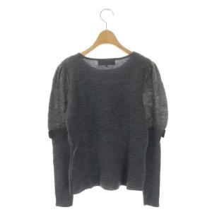 M'S GRACY 21年 ニット カットソー ラウンドネック マトンスリーブ 長袖 プルオーバー ウール モヘヤ混 リボン 40 グレー
