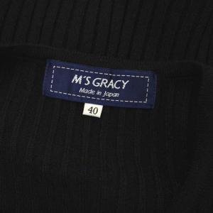 M'S GRACY 21年 ウール混バイカラーニットカーディガン 長袖 リブ クルーネック 40 黒 ブラック グレー