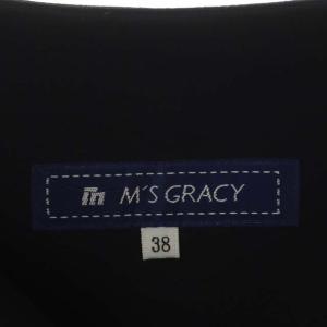 M'S GRACY レース フレア スカート 膝丈 タック 38 黒 ブラック オフホワイト