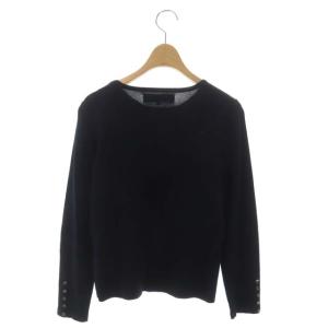 M'S GRACY リボン刺繍長袖カーディガン ニット クルーネック ウール 40 濃紺 ダークネイビー オフホワイト