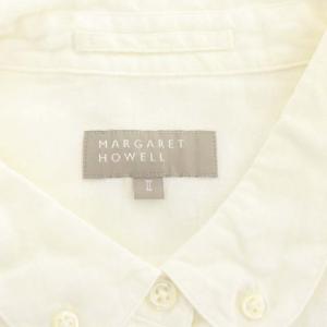 MARGARET HOWELL シャツ ボタンダウン 長袖 リネン 2 白 ホワイト