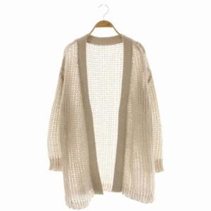 モヘヤニットカーディガン 長袖 36 グレージュ