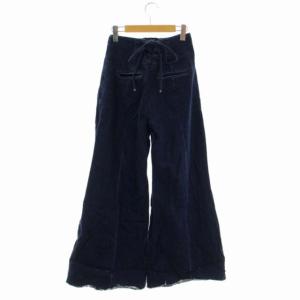 MIHARA YASUHIRO デニム ワイドパンツ タック カットオフ 36 紺 ネイビー