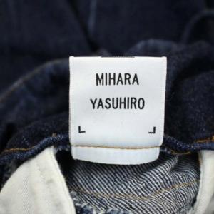 MIHARA YASUHIRO デニム ワイドパンツ タック カットオフ 36 紺 ネイビー