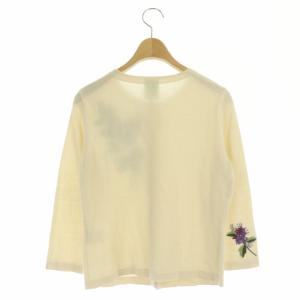 SYBILLA ライラックフラワー刺繍ニットカーディガン 長袖 薄手 コットン M アイボリー マルチカラー GBFGP-05430