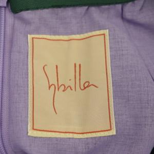 SYBILLA リネンゴアードスカート ミモレ丈 ロング フレア ギャザー M 紫 パープル GBHGP-06390