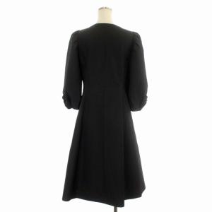 M'S GRACY 22AW キルティング風コートドレス ワンピース ジップアップ 膝丈 七分袖 36 黒