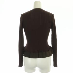 M'S GRACY ビジューボタン グログラン裾 リブニットカーディガン 長袖 38 茶 ブラウン