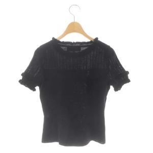 M'S GRACY ニット カットソー 半袖 フリル 38 黒 ブラック