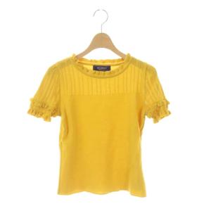 ニット カットソー 半袖 フリル 38 黄色 イエロー