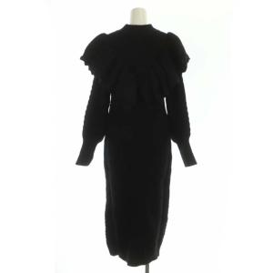 CELFORD 21AW ケーブルフリルニットワンピース ロング 長袖 36 黒 ブラック