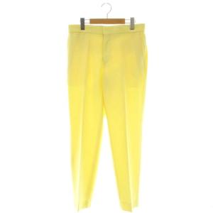 ウールモヘヤギャバジンテーパードパンツ センタープレス 40 黄色 イエロー