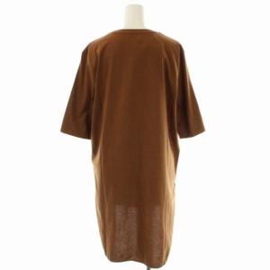 ATON SUVIN60/2ラウンドヘムS/STシャツ カットソー 五分袖 チュニック 02 茶色 ブラウン
