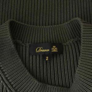 Drawer 22SS 7G畔編みクルーネックニットベスト プルオーバー 2 緑 グリーン