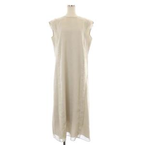 21SS シアーボイルワンピース ノースリーブ ロング インナー付き 36 ベージュ