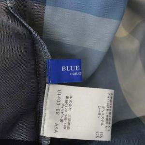 BLUE LABEL CRESTBRIDGE 22SS クレストブリッジチェックライトエアリーツイルボウタイ ブラウス 半袖 36 青 ブルー