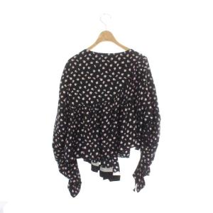 3.1 phillip lim ブラウス 長袖 アシンメトリー 花柄 シルク 0 黒 ブラック