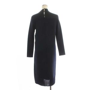ANAYI 21AW スムースジャージーニットコンビ ワンピース ロング 長袖 36 紺 ネイビー
