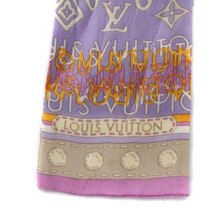 LOUIS VUITTON バンドー モノグラム マップ スカーフ 紫 パープル 白 ホワイト SH