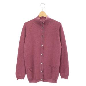 ハイネック ニット カーディガン 長袖 ウール F ワイン