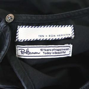 Ron Herman テン TEN 10th コットン タイプライター 袖リボン ワンピース ロング 長袖 XS 黒 ブラック