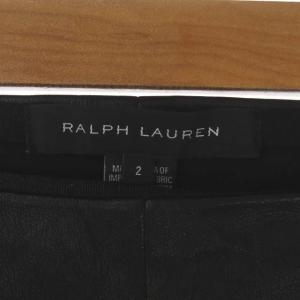 RALPH LAUREN 羊革 スキニーパンツ レザーパンツ テーパード スリム 2 黒 ブラック